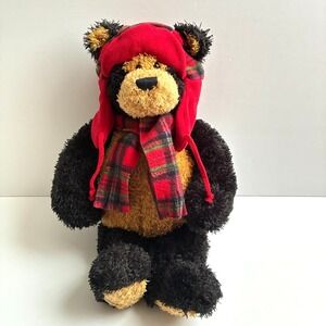 Office Depot Teddy B Caring Plush Bear Gund‎ Stuffed Toy Plaid Scarf Hat 15"